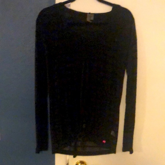 Pink lotus sheer black hooded top - Picture 1 of 8